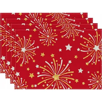 prostírání Prostírání na stůl látkové vánoční na Nový Rok ohňostroj 4ks 30x45 cm