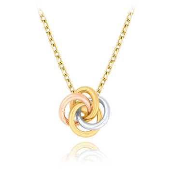 Náhrdelník MINET Zlatý trojbarevný náhrdelník uzlík Au 585/1000 2,30g JMG0299WTN45