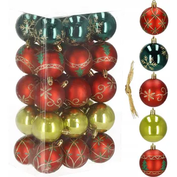 Vánoční dekorace VÁNOČNÍ BAŇKY NA STROMEČEK DEKORACE 30 KUSŮ VÁNOČNÍCH STROMKŮ 6 CM SADA ZÁVĚSNÉ NEROZBITNÉ OZDOBY