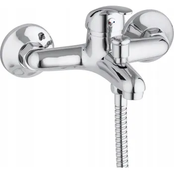 Vodovodní baterie Bateria wannowa ścienna chrom srebrna se sprchou a baterie do vany