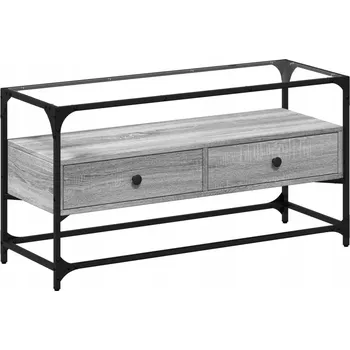 Televizní stolek TV stolek kovový Šedý Dub Sonoma 98x35x51 cm