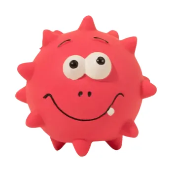 Hračka pro psa Gumový pískací míček pro psy 7,5 x 7,5 cm s hroty na čištění zubů Odolný proti kousání červená