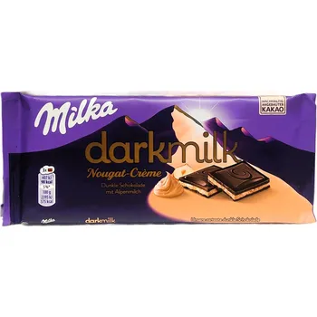 Čokoláda MILKA DARKMILK NOUGAT-CREME Dunkle Schokolade mit Alpenmilch - tmavá čokoláda z alpského mléka s nugátovým krémem - 85g