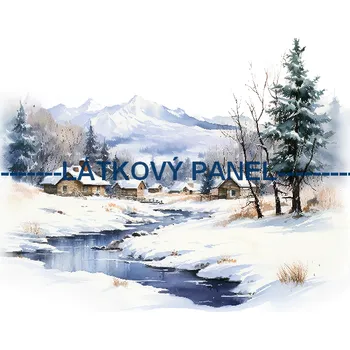 Látkový panel - Zimní krajinka - ZIM-125 Velikost: 20x20cm, Materiál: Bavlna