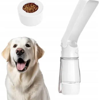 Miska pro psa Přenosná láhev pro psa s nádobou na krmivo, bílá