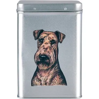 Dóza na potraviny Plechová dóza s obrázkem psa plemene erdelteriér