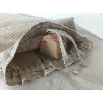 chlebník E-len Lněný pytlík na chléb a pečivo - vaflový, přírodní