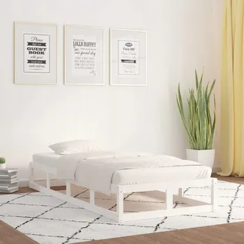 Postel Rám postele, bílá, 75x190 cm, masivní dřevo