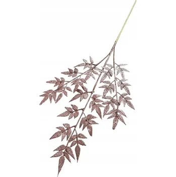 umělá květina VĚTVIČKA S LÍSTKY 78 CM RŮŽOVÁ S BROKATEM