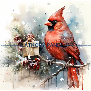 Látkový panel - Vánoční Red cardinal - ZIM-114 Velikost: 30x30cm, Materiál: Bavlna