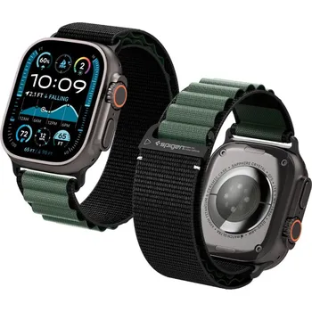 Řemínek na hodinky SPIGEN WBF1 BAND APPLE WATCH 8 / 9 / 10 / 11 / SE / ULTRA (44 / 45 / 46 / 49 MM) BLACK/GREEN