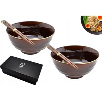 Sada 2 misek s hůlkami - Udon Iro hnědé 800 ml