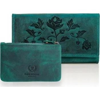 Podprsenka Paolo Peruzzi peněženka z pravé kůže zelená - dámská