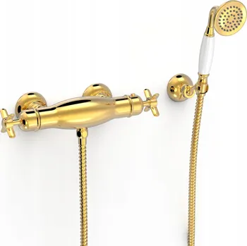 Vodovodní baterie Dvouventilová nástěnná sprchová baterie TRES Monoclasic zlatá