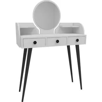 Toaletní stolek Toaletní stolek se zrcadlem MIKRI lamino matná bílá, nohy masiv, barva černá