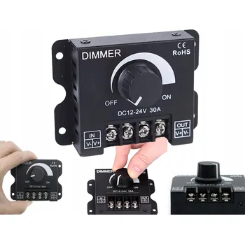 LED páska Stmívač/ovladač pro LED COB pásky mono s otočným knoflíkem do 720W 12V/24V, výkonný