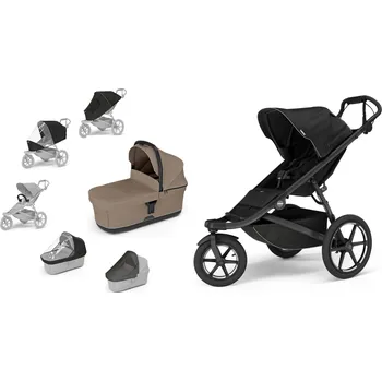Kočárek Akční set Thule Urban Glide 3 Black s magnetickou přezkou+ korba Tinted Taupe + pláštěnka + moskytiéra + madlo + pláštěnka na korbu + moskytiéra na korbu originál autorizovaný prodejce THULE