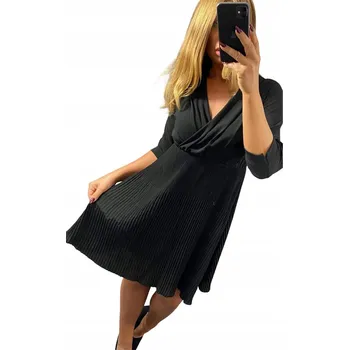 Dámské šaty V583 ELEGANTNÍ PLÁSOVANÉ MIDI ŠATY ŠATY vel. 52 (6XL)