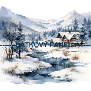 Látkový panel - Zimní krajinka - ZIM-119 Velikost: 30x30cm, Materiál: Bavlna