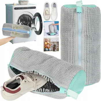 Obraz SÍŤOVANÝ SÁČEK NA PRANÍ BOT, TAŠKA NA OBUV SE ZIPEM, ŠEDÁ, 2 KS