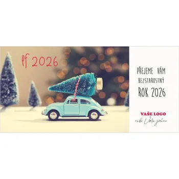 Svatební dekorace Novoročenka 407 – VW Brouk se stromkem na střeše