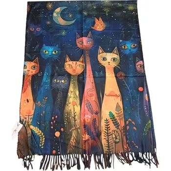 Šála Kočkový šál podzim/zima, noční obloha