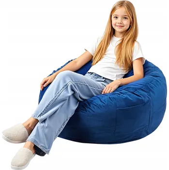 Sedací pytel SucceBuy Sedací vak Sako 89x89x56 cm Snímatelný potah, snadné čištění, modrý