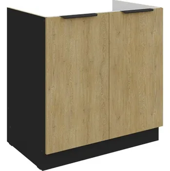 Kuchyňská skříňka LEMPERT Dolní dřezová skříňka CREMONA BL 1 (80 cm) - dub cremona / černá