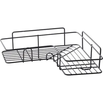 Potah na židli dobirkov.cz Rohová nástěnná polička - černá, kovová, samolepicí