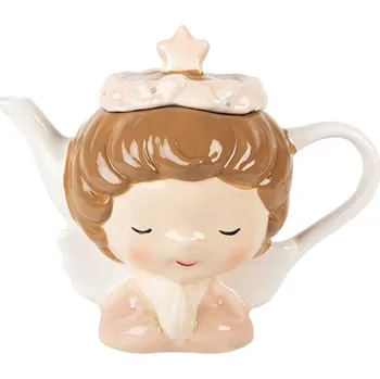 Keramická konvička na čaj hlava dívky s čelenkou - 21*12*16 cm / 650 ml