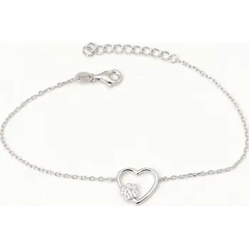 Náramek Dámský stříbrný náramek se srdíčkem a tlapkou 17-20 cm 80478F