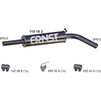 Tlumič výfuku Střední tlumič výfuku ERNST 115193
