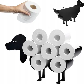 Držák na toaletní papír štěně věšák WC černý Železo kovový loft