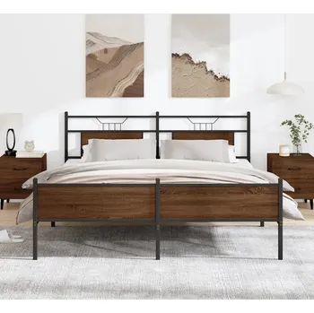 Postel VidaXL Kovový rám postele bez matrace, hnědý dub, 180x200 cm