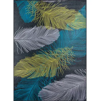 Koberec Koberec 300x200cm Listy Pírka Zelený Velký Moderní Protiskluzový BCF