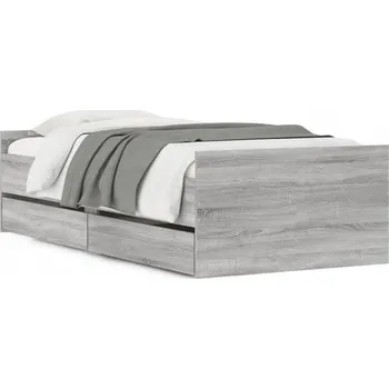 Postel Jednolůžková postel imitace dřeva 75x190 cm šedá