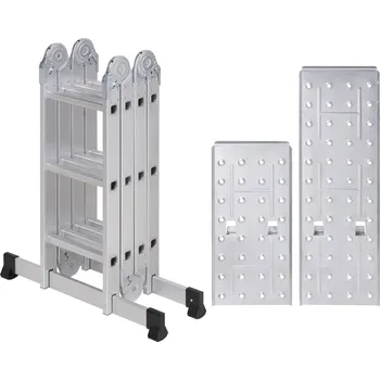 Žebřík TOOLCRAFT TO-10104645 hliník víceúčelový žebřík skládací max.prac. výška: 4.3 m stříbrná 15.7 kg