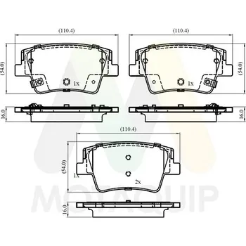 Brzdová destička Sada brzdových destiček, vždy 4 kusy v sadě MOTAQUIP LVXL2067