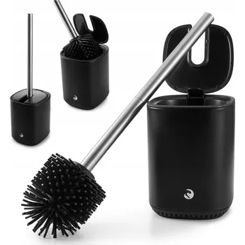 WC štětka SILIKONOVÁ WC ŠTĚTKA ČERNÁ ANTIBAKTERIÁLNÍ NEREZOVÁ OCEL STOJAN