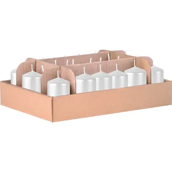Svíčka Válec 24ks 40x60 Metal Perla bílé svíčky 24x62 gram 1650 gram