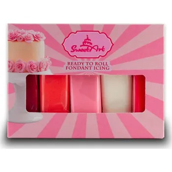 4-Mix Maďarsko SweetArt potahovací a modelovací hmoty vanilkové Valentine mix (5x100 g) ▹