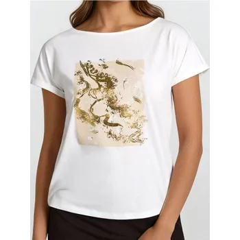 Dámské tričko Sinsay - Tričko s potiskem - krémová - 620FG-01X - 620FG-01X-XS