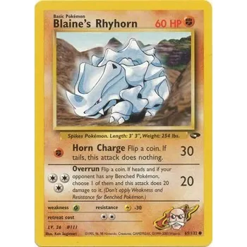 Karetní hra Pokémon GC 065/132 Blaine's Rhyhorn - Gym Challenge Stav: Excellent