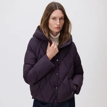 Dámský kabát Reserved - Prošívaná bunda s kapucí - ocelově fialová - WM901-94X - WM901-94X-XS