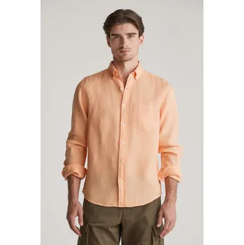 Pánská košile KOŠILE GANT REG GMNT DYED LINEN SHIRT PEACHY ORANGE