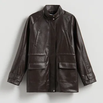 Dámský kabát Reserved - Bunda s umělé kůže - tmavě hnědá - 732HD-89X - 732HD-89X-XS