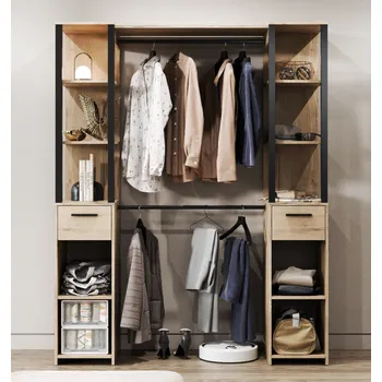 Předsíňová stěna Slevadoma ISSEN LTD/dub Craft šedý/černá