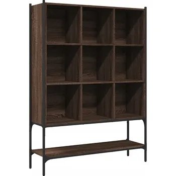 Knihovna Knihovna, regál na knihy, 9 přihrádek, hnědý dub, 102x30x141,5 cm