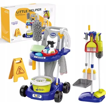 Úklidová sada na kolečkách 3v1 XXL Vozík 26 dílů MODRÁ WOOPIE