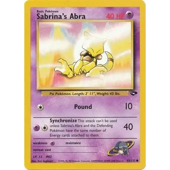 Karetní hra Pokémon GC 093/132 Sabrina's Abra - Gym Challenge Stav: Excellent
